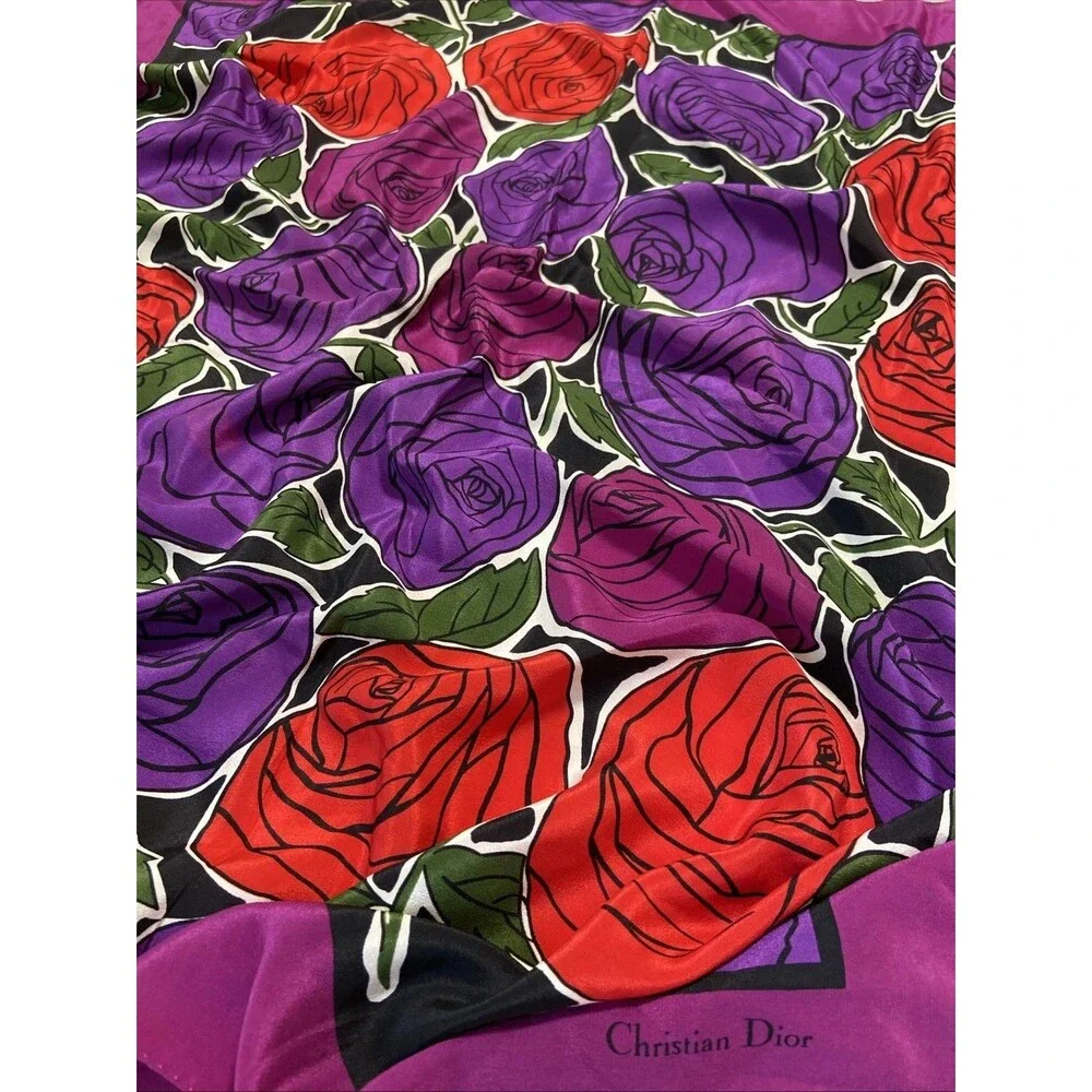 Vintage Christian Dior Square Silk Scarf 34